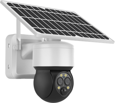 Уличная поворотная IP-камера Sectec ST-557-6M-12X-4G-EU с сим-картой, солнечной панелью и зумом, белая