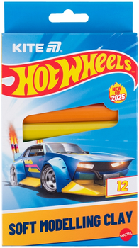 Пластилін восковий Kite Hot Wheels 12 кольорів 200 г (HW25-086-1)