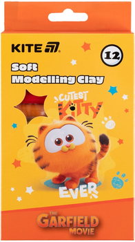 Пластилін восковий Kite Garfield 12 кольорів 200 г (GF25-086)