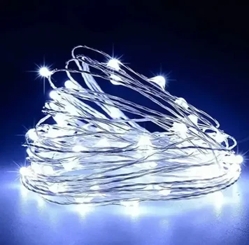 Гирлянда USB-цвет белый 100 Led 10m на медной проволоке работает от батареек Капля росы для нового года, для праздника, для ночного освещения, на день рождения