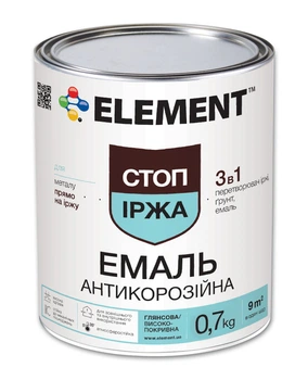 Эмаль антикорозионная ELEMENT Стоп Иржа 3 в 1 графитовая глянцевая 0,7 кг