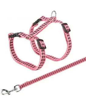 Шлейка для котів TRIXIE One Size з відбивачем + повідець One Size рожева – 1.3 м