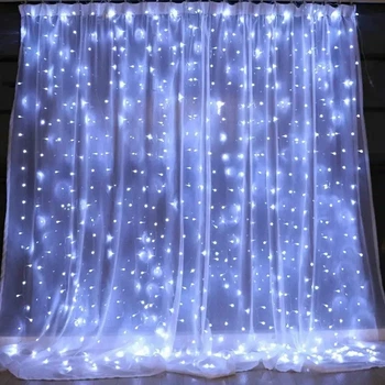 Гірлянда святкова Xmas (Штора) 3M*2M) 200 led W-9 Біла (Copper) на мідному дроті+з'єднання(100) HS HS для нового року