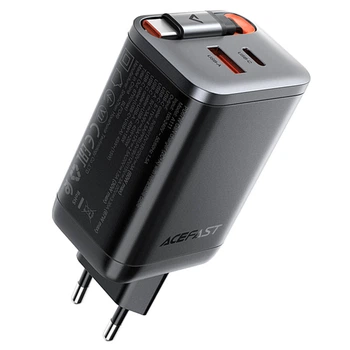 Мережевий зарядний пристрій Acefast A111 67 Вт USB-C+USB-A PD/QC з кабелем Type-C чорний