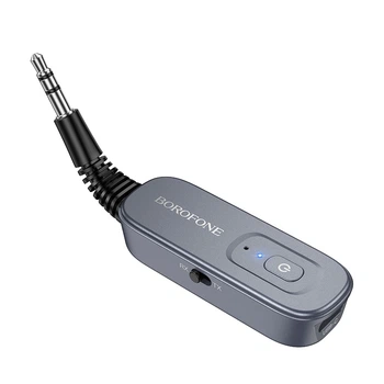 Bluetooth-ресивер BOROFONE BC51 Clear way 2-в-1 Metal Gray (р.96 × 21 × 12 мм)