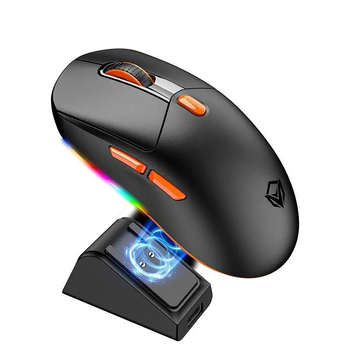 Мышка аккумуляторная с беспроводной зарядкой MEETION GW38 |2.4G/Bluetooth, 8000 DPI, 6кн., RGB, 650mAh| Черный