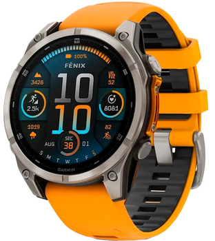 Смарт-часы Garmin fenix 8 47mm AMOLED Sapphire Titanium with a spark Orange and Graphite Silicone Band (010-02904-11)