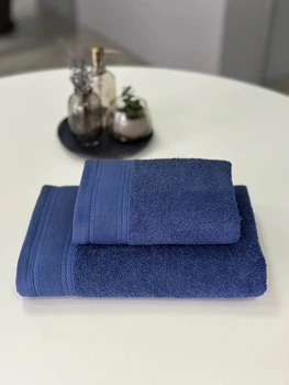 Комплект махровых полотенец Легкий Бриз от Ideal Textile 70х140 и 50х90 см 450 г\м2 синий