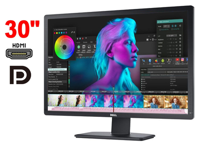 Монитор Б-класс Dell UltraSharp U3014T / 30" (2560x1600) IPS / 1x HDMI, 2 xDP, 1x miniDP, 1x DVI, 5x USB 3.0, 1x Audio / VESA 100x100 б/у
