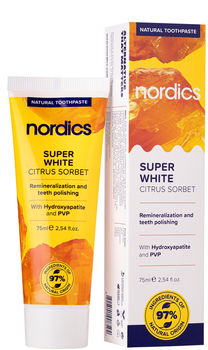 Органическая зубная паста Nordics Super White Жидкая эмаль 75 мл (3800501908594)