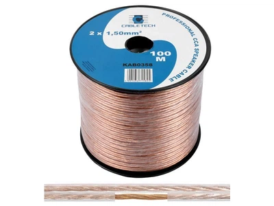 Кабель акустический Cabletech 2x1.5 CCA 100м прозрачный KAB 0358