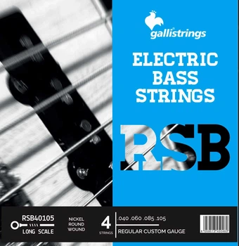 Струни для бас-гітари Gallistrings RSB40105 (.040-.105), REGULAR CUSTOM, Nickel
