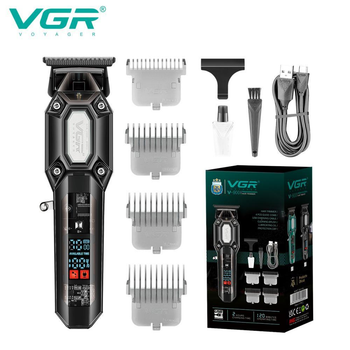 Аккумуляторная машинка для стрижки VGR V-900 с дисплеем, беспроводная для стрижки волос. AF-834 Цвет: черный