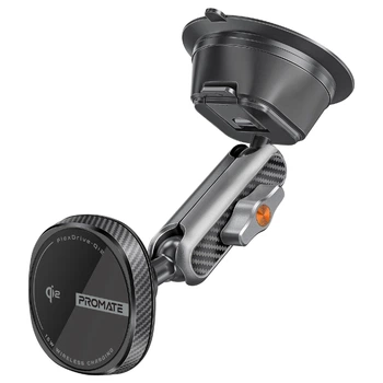 Автотримач для телефона магнітний з бездротовою зарядкою Promate FlexDrive-Qi2 Black (flexdrive-qi2)