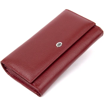 Современный стильный кошелек для женщин ST Leather Wallet&nbsp;19392 Темно-Красный