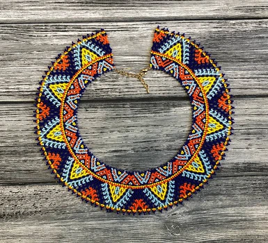 Колье-силянка из чешского бисера HatynkaUA Necklace ожерелье ручной работы к вышиванке (SUN999_31)