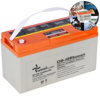 Тяговый аккумулятор Weekender DS. 12V. 120A/h; GEL. Дисплей. USB Порт. Аккумулятор для лодочного электромотора.