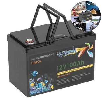 Тяговый аккумулятор Weekender FT12100D. 12V. 100A/h. LiFepo4. Дисплей. Аккумулятор для лодочного электромотора.