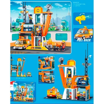 Конструктор SLUBAN, пожарная часть, транспорт, 407 деталей, коробка (M38-B1287)