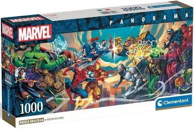 Пазли Clementoni Compact Panorama - Марвел. Герої проти лиходіїв / Disney Marvel / 1000 елементів (37056)