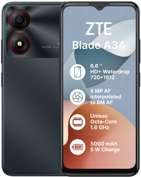 Мобильный телефон ZTE Blade A34 4/64GB Grey UA