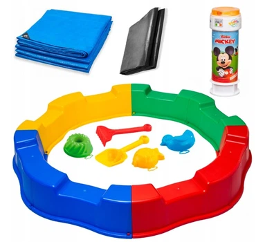 Пластиковая складная песочница Home-Garden24 160х160 см с комплектом игрушек, дном и брезентом
