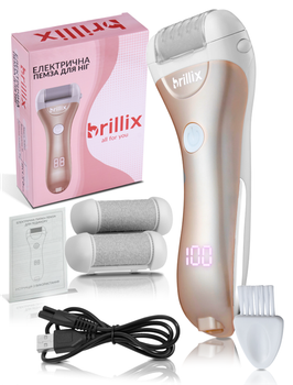 Электрическая пилка электро пемза Brillix mod 2.0 для пяток и ног электропемза аккумуляторная роликовая шлифовальная машинка аппарат терка с функцией самоочищения и аккумулятором