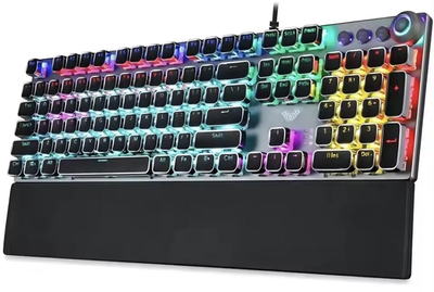 Механічна клавіатура AULA F2088 TARANTUL for WIN or MAC RGB 104 Keys BLUE SWITCH УКР/АНГЛ BLACK/ЧОРНА (F2088TB)