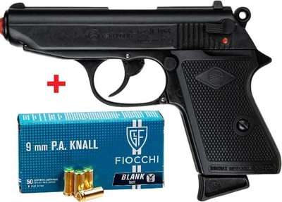 Пістолет сигнальний Bruni New Police (Walther PPK) + 50 шт холостих патронів Fiocchi