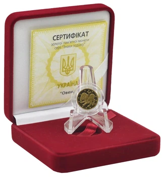 Монета Украина 2 гривны 2006 Золото UNC Знаки зодиака - Овен (Au 999.9, 1,24 грамм)