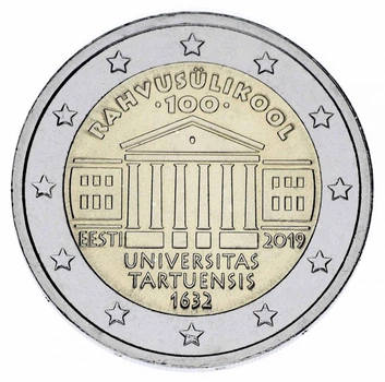Монета Эстония 2 евро 2019 Биметалл UNC Тартуский университет