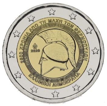 Монета Греция 2 евро 2020 Биметалл UNC 2500-летие битвы при Фермопилах