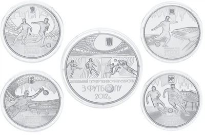 Набір монет Україна набір з 5 монет 2011 срібло Proof Чемпіонат Європи з футболу 2012 року в Україні та Польщі