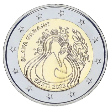 Монета Эстония 2 евро 2022 Биметалл UNC Украина