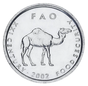 Монета Сомали 10 шиллингов 2002 AU-UNC FAO ФАО Верблюд