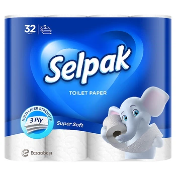 Туалетний папір рулонний Selpak 3-х шаровий білий 32 шт (32761815)