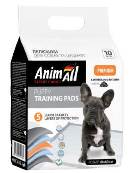 Пеленки с активированным углём AnimAll Puppy Training Pads для собак и щенков, 60 х 60 см, 10 штук