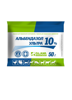 Альбендазол Ультра 10% OLKAR порошок 50 г антигельминтик широкого спектра действия для животных и птиц