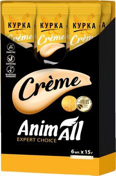 Лакомство AnimAll Сrème для кошек со вкусом курицы, 6х15 г (4820224502359)