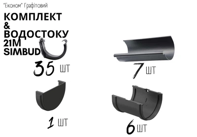 Комплект водостока ЕКОНОМ SIMBUD 21м графітовий