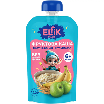 Фруктовая каша Elfik Magic из яблок, мультизлаковой каши и бананов 110 г