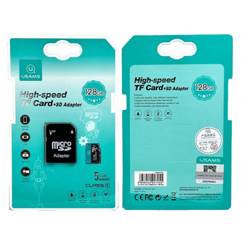 Карта памяти Usams US-ZB269 microSDXC 128Gb (UHS-1 U3) (Class 10) (R-90 Mb/s, W-30 Mb/s) + Adapter SD