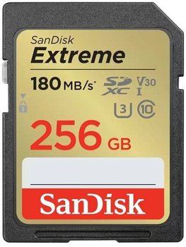 Карта пам'яті SanDisk SD 256GB C10 UHS-I U3 R180/W130MB/s Extreme V30 (SDSDXVV-256G-GNCIN)