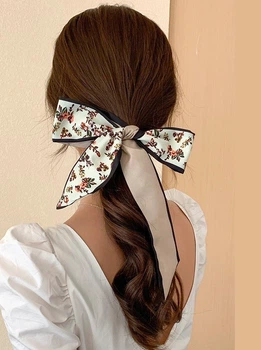 Хустинка-стрічка твіллі для волосся на шию на руку на сумку Honey Fashion Accessories бежевий (12-324)