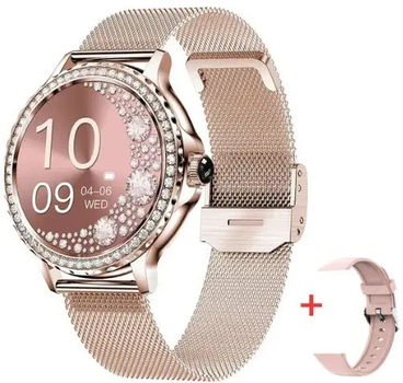 Женские смарт часы Mevaden NX 19 Xin Melanda Rosegold звонки, мессенджеры, два ремешка в комплекте