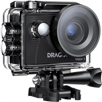 Экшн-камера Dragon Touch Vision 3 / 170° / 20Мп / 4К / 30fps / Wi-Fi / Влагозащищенная / Черная