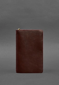 Кожаный блокнот (софт-бук) 8.0 на резинке бордовый краст (A-028076)