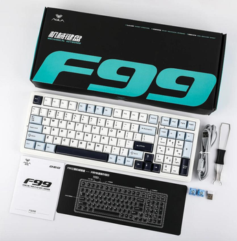 Клавиатура AULA F99 White-Blue Механичиская Игровая Безпроводная