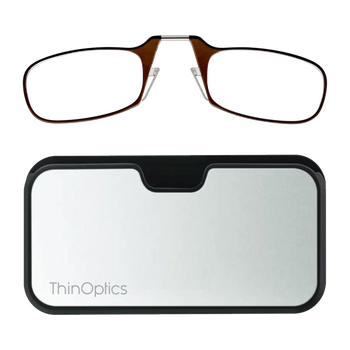 Окуляри для читання Thinoptics 2.50 коричневі / Чохол універсальний метал (2.5BRMUP)
