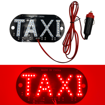 Табличка-шашка TAXI на лобовое стекло cветодиодная на присосках LED шашка для такси 12V красного цвета